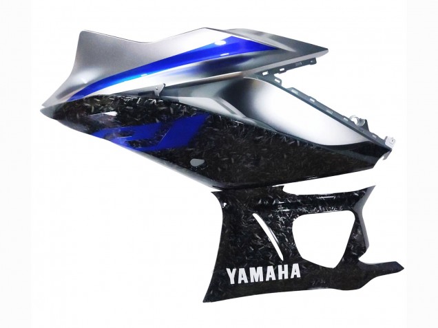 Yamaha YZF R3/R25 Motorrad Verkleidung 2022-2024 - Marble Schwarz Silber Blau Geschmiedet Carbonfaser Stil