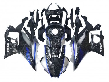 Yamaha YZF R3/R25 Motorrad Verkleidung 2022-2024 - Marble Schwarz Silber Blau Geschmiedet Carbonfaser Stil