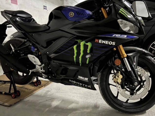 Yamaha YZF R3/R25 Motorrad Verkleidung 2022-2024 - Blau Schwarz Grun Monster Yamalube ENEOS