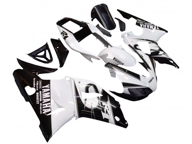 Yamaha YZF 1000 R1 Motorrad Verkleidung 1998-1999 - Weiss Glanzendes Schwarz