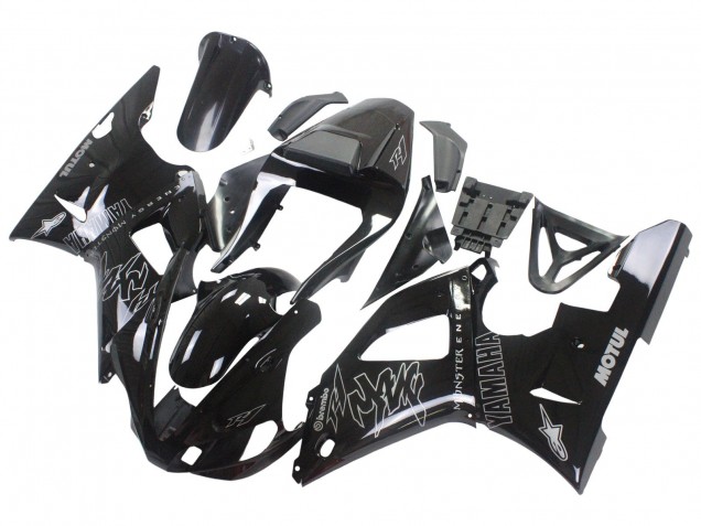 Yamaha YZF 1000 R1 Motorrad Verkleidung 2000-2001 - Glanzendes Schwarz Weiss Monster Motul