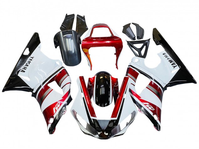 Yamaha YZF 1000 R1 Motorrad Verkleidung 2000-2001 - Rot Weiss Glanzendes Schwarz