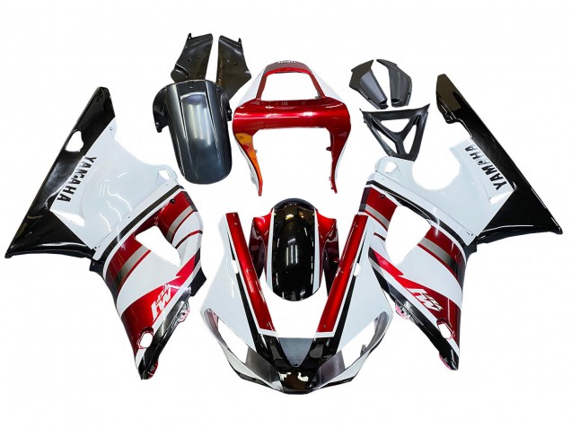 Yamaha YZF 1000 R1 Motorrad Verkleidung 2000-2001 - Rot Weiss Glanzendes Schwarz