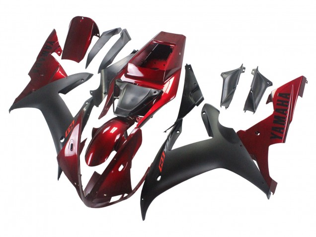 Yamaha YZF 1000 R1 Motorrad Verkleidung Kit 2002-2003 - Rot Matt Schwarz