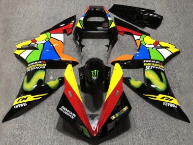 Yamaha YZF 1000 R1 Motorrad Verkleidung 2002-2003 - Glanzendes Schwarz Rot Gelb Grun MoviStar Semakin Didepan