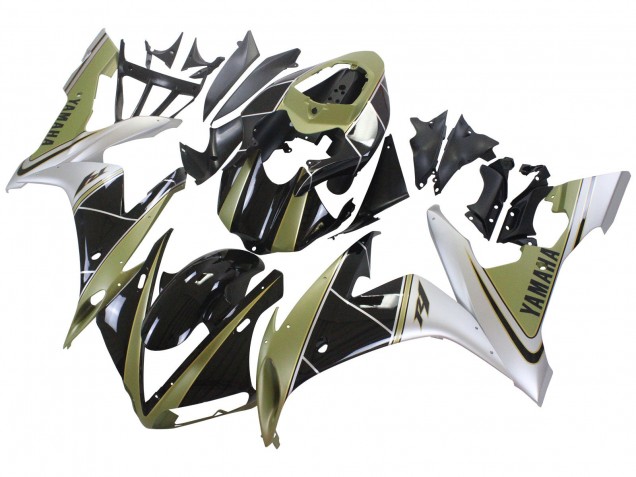 Yamaha YZF 1000 R1 Motorrad Verkleidung 2004-2006 - HellGold Weiss Glanzendes Schwarz