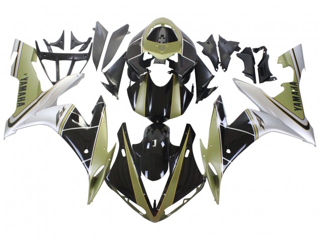Yamaha YZF 1000 R1 Motorrad Verkleidung 2004-2006 - HellGold Weiss Glanzendes Schwarz
