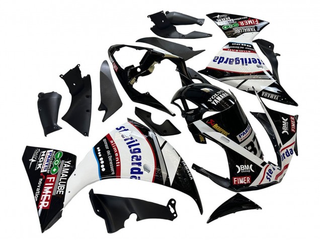 Yamaha YZF 1000 R1 Motorrad Verkleidung 2009-2011 - Glanzendes Schwarz Weiss Rot Volvo Fimer Yamalube 87