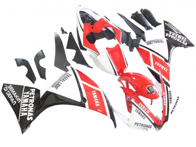 Yamaha YZF 1000 R1 Motorrad Verkleidung 2012-2014 - Weiss Rot Glanzendes Schwarz Petronas