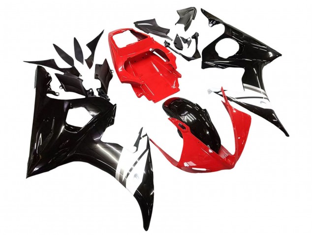 Yamaha YZF R6 Motorrad Verkleidung 2003-2004 - Rot Weiss Glanzendes Schwarz