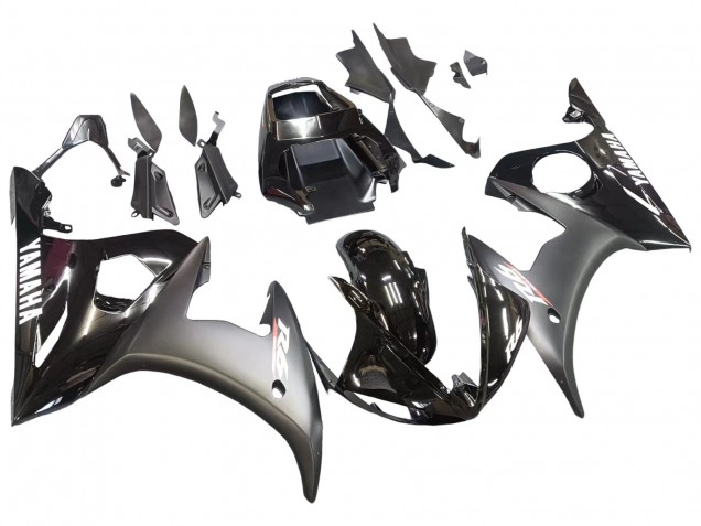 Yamaha YZF R6 Motorrad Verkleidung 2003-2004 - Glanzendes Schwarz Matt Schwarz Weiss Aufkleber