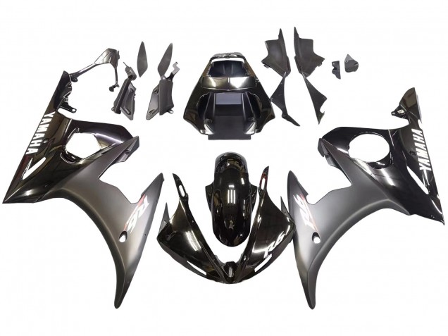 Yamaha YZF R6 Motorrad Verkleidung 2003-2004 - Glanzendes Schwarz Matt Schwarz Weiss Aufkleber