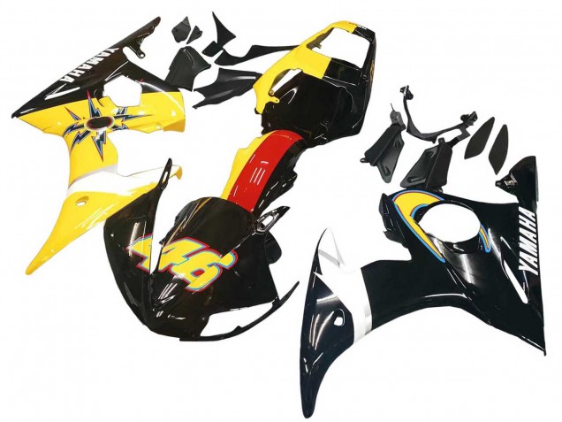 Yamaha YZF R6 Motorrad Verkleidung 2003-2004 - Gelb Rot Glanzendes Schwarz 46