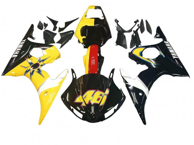 Yamaha YZF R6 Motorrad Verkleidung 2003-2004 - Gelb Rot Glanzendes Schwarz 46