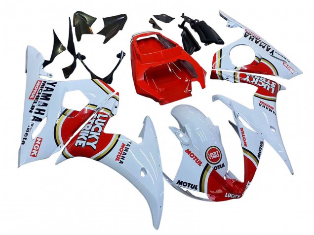 Yamaha YZF R6 Motorrad Verkleidung 2003-2004 - Weiss Rot Lucky Strike Motul