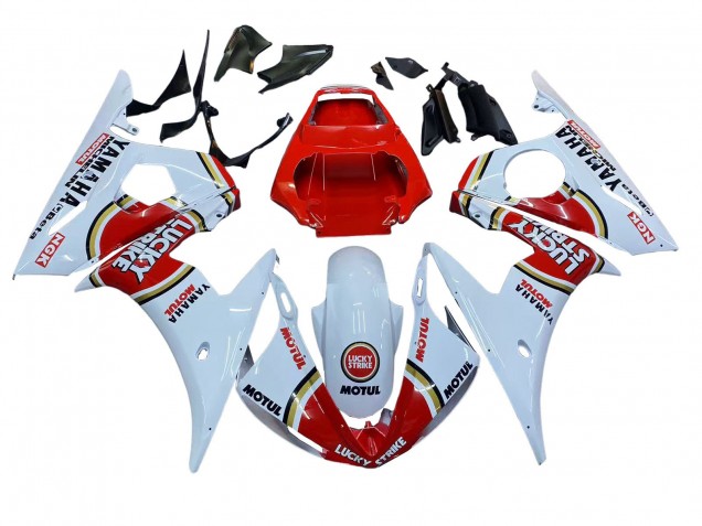 Yamaha YZF R6 Motorrad Verkleidung 2003-2004 - Weiss Rot Lucky Strike Motul
