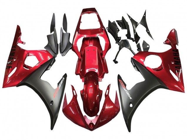 Yamaha YZF R6 Motorrad Verkleidung Kit 2003-2004 - Rot Matt Schwarz