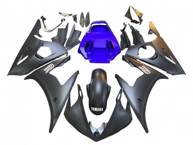 Yamaha YZF R6 Motorrad Verkleidung 2003-2004 - Blau Matt Schwarz