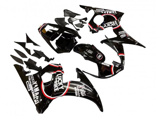 Yamaha YZF R6 Motorrad Verkleidung 2003-2004 - Glanzendes Schwarz Rot Weiss Lucky Strike Motul