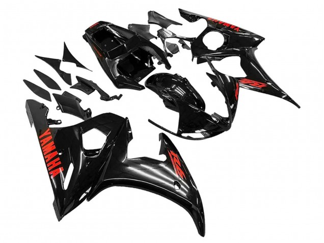 Yamaha YZF R6S Motorrad Verkleidung 2006-2009 - Glanzendes Schwarz Rot