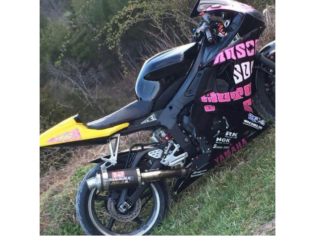 Yamaha YZF R6 Motorrad Verkleidung 2003-2004 - Gelb Rosa Glanzendes Schwarz Rossi Repsol 46