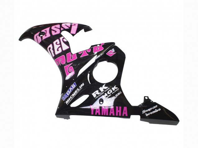 Yamaha YZF R6 Motorrad Verkleidung 2003-2004 - Gelb Rosa Glanzendes Schwarz Rossi Repsol 46