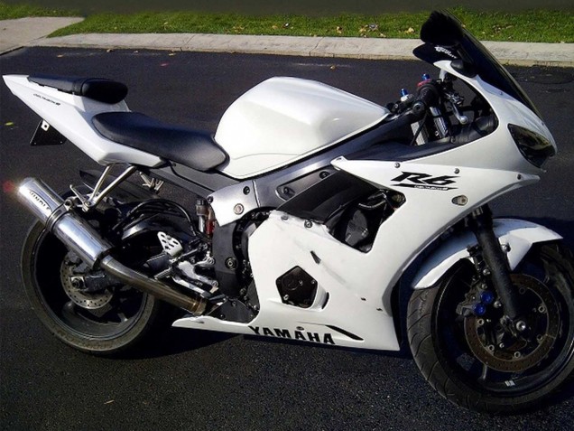 Yamaha YZF R6 Motorrad Verkleidung 2003-2004 - Weiss Schwarz Aufkleber