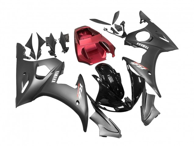 Yamaha YZF R6 Motorrad Verkleidung 2003-2004 - Rot Glanzendes Schwarz Matt Schwarz