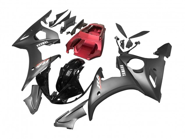 Yamaha YZF R6 Motorrad Verkleidung 2003-2004 - Rot Glanzendes Schwarz Matt Schwarz