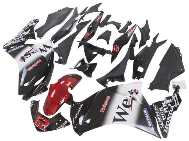 Honda CBR250RR Motorrad Verkleidung 2011-2015 - Glanzendes Schwarz Weiss West Rot HRC 62