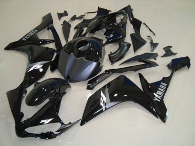 Yamaha YZF R1 Motorrad Verkleidung 2007-2008 - Glanzendes Schwarz Matt Schwarz Weiss Aufkleber