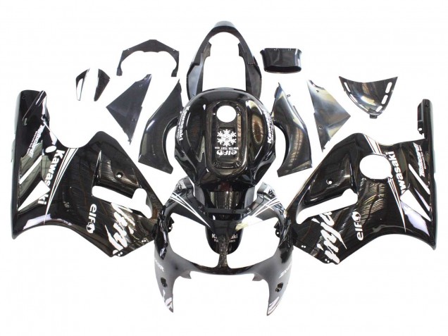 Kawasaki ZX12R Motorrad Verkleidung 2000-2001 - Glanzendes Schwarz Weiss Elf Schnee