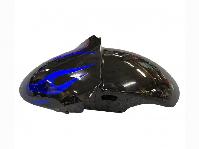 Kawasaki ZX9R Motorrad Verkleidung 2000-2001 - Glanzendes Schwarz Blau Flamme Weiss