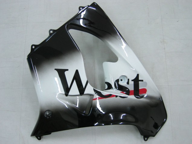Kawasaki ZX9R Motorrad Verkleidung 2000-2001 - Glanzendes Schwarz Weiss West