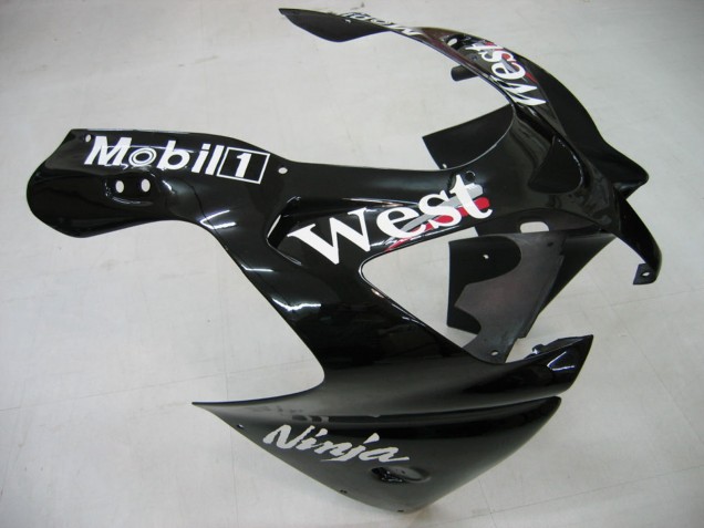 Kawasaki ZX9R Motorrad Verkleidung 2000-2001 - Glanzendes Schwarz Weiss West