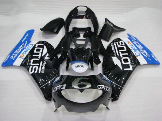 Aprilia RS250 Motorrad Verkleidung 1995-1997 - Glanzendes Schwarz Weiss Blau Lotus