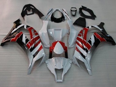 Kawasaki ZX10R Motorrad Verkleidung 2011-2015 - Weiss Rot Schwarz Streifen