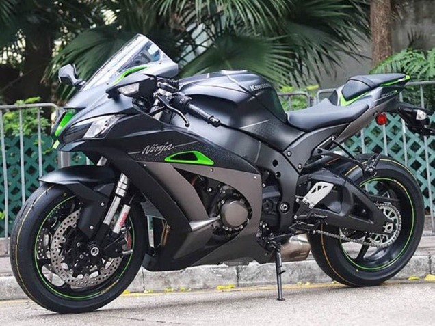 Kawasaki ZX10R Motorrad Verkleidung 2016-2020 - Matt Schwarz Grun Silber
