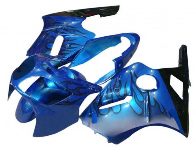 Kawasaki ZX12R Motorrad Verkleidung 2000-2001 - Blau Schwarz Flamme