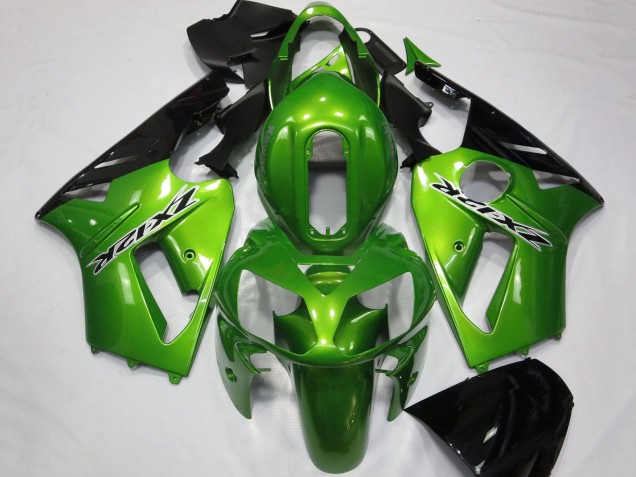 Kawasaki ZX12R Motorrad Verkleidung 2002-2006 - Grun Glanzendes Schwarz