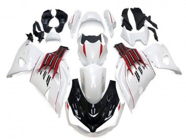 Kawasaki ZX14R ZZR1400 Motorrad Verkleidung 2012-2024 - Weiss Schwarz Rot Streifen