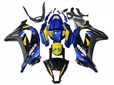 Kawasaki EX300 Motorrad Verkleidung 2013-2024 - Blau Gelb Schwarz Hai