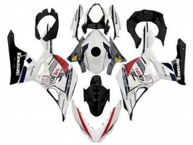Kawasaki Ninja 400 Motorrad Verkleidung 2018-2024 - Weiss Grau Gelb Rot Schwarz Streifen
