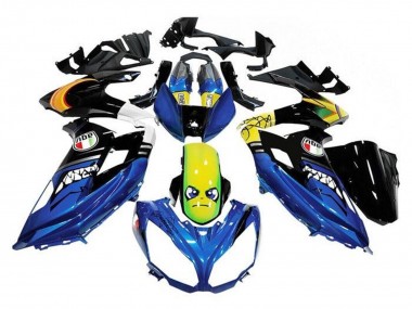 Kawasaki Ninja 650 EX650 Motorrad Verkleidung 2012-2016 - Blau Gelb Hai