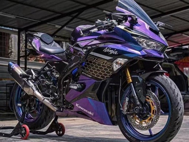 Kawasaki ZX25R ZX-25R Motorrad Verkleidung 2019-2025 - Lila Blau Gold Gradient Bienenwabe
