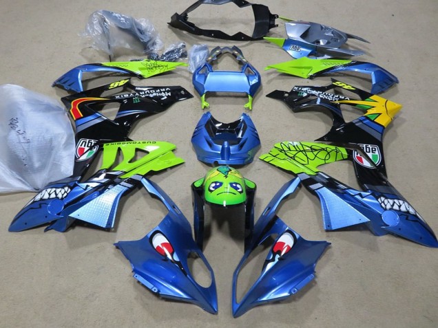 BMW S1000RR Motorrad Verkleidung 2009-2014 - Blau Grun Schwarz Hai