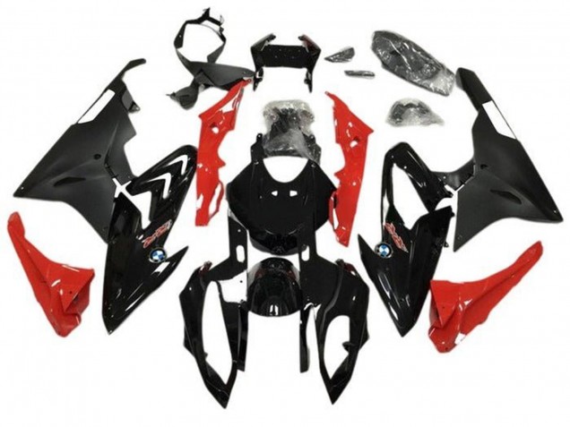 BMW S1000RR Motorrad Verkleidung 2015-2016 - Glanzendes Schwarz Matt Schwarz Rot