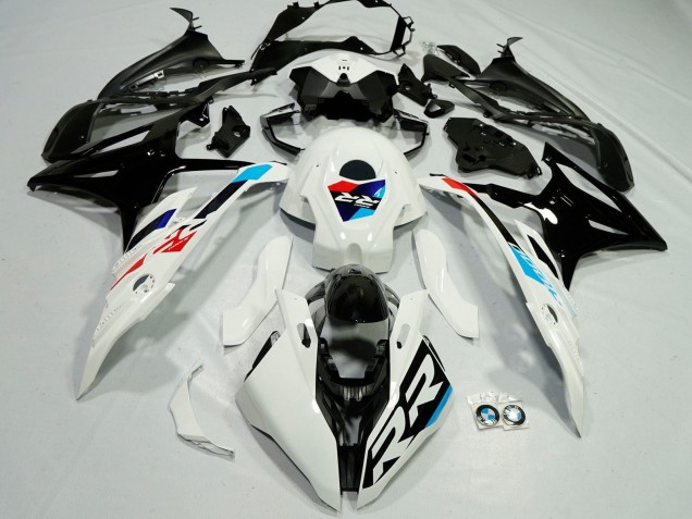 BMW S1000RR Motorrad Verkleidung 2023-2024 - Weiss Hellblau Rot Glanzendes Schwarz