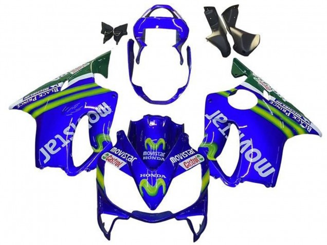 Honda CBR600 F4i Motorrad Verkleidung 2001-2003 - Blau Grun Weiss MoviStar