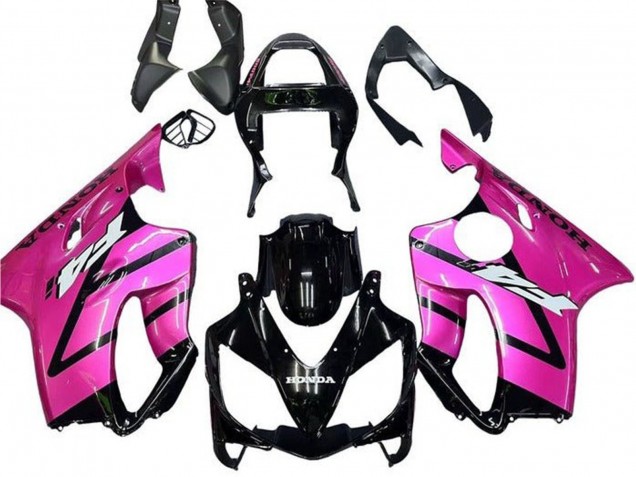Honda CBR600 F4i Motorrad Verkleidung 2001-2003 - Rosa Glanzendes Schwarz Streifen